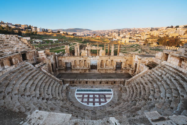 ancient theater architecture jerash in amman, jordan